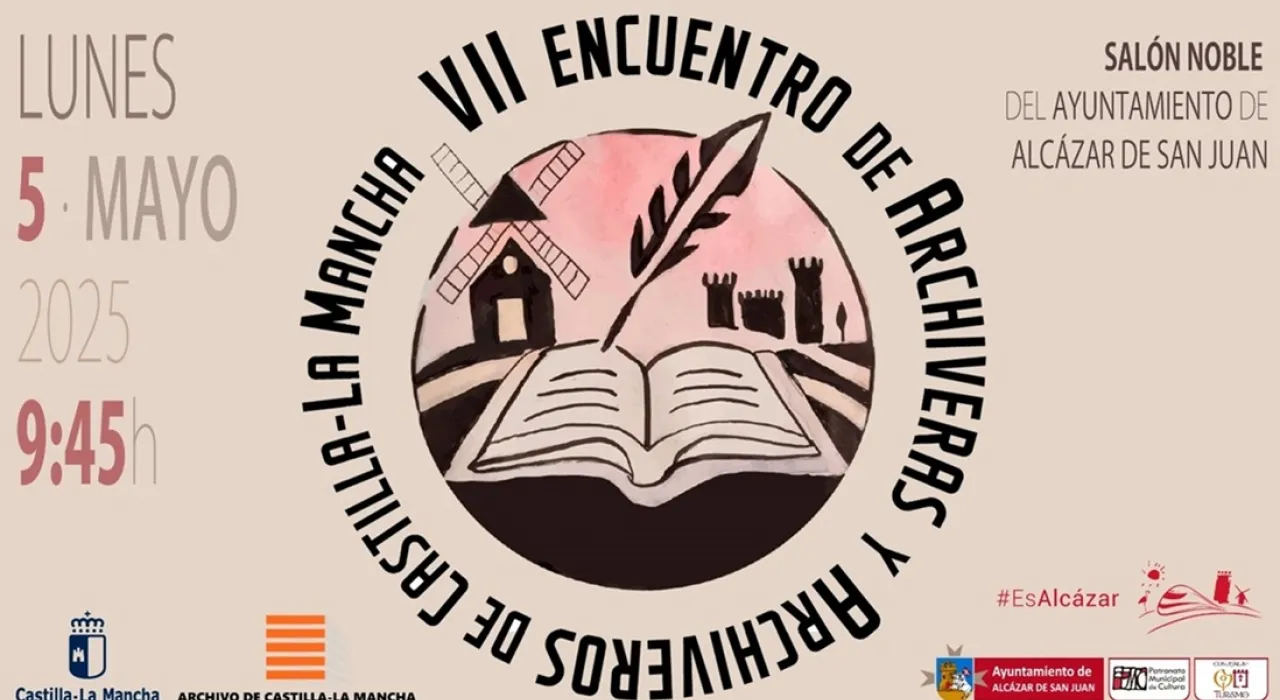 Cartel anunciando el VII Encuentro de Archiveras/os de la Administración Local de Castilla-La Mancha