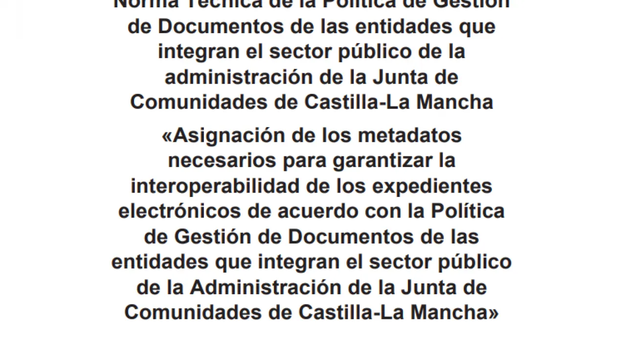 Portada referenciando la norma técnica con el logotipo de la Junta de Comunidades de Castilla-La Mancha